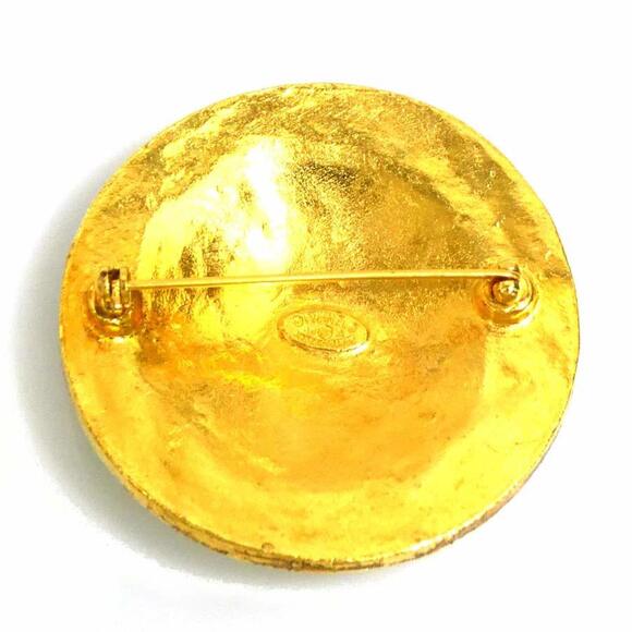 CHANEL Gold Logo Brooch